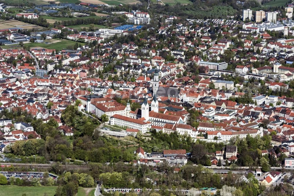 Freising from above - Old Town area and city center in Freising in the state Bavaria, Germany