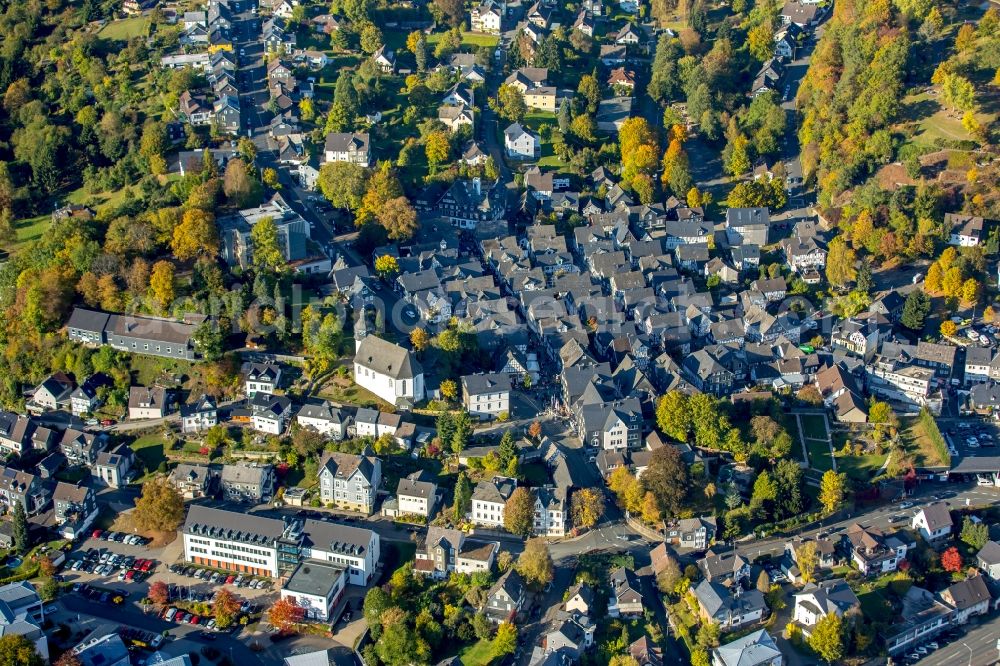 Aerial image Freudenberg - Old Town area and city center at the Krottofer street in Freudenberg in the state North Rhine-Westphalia