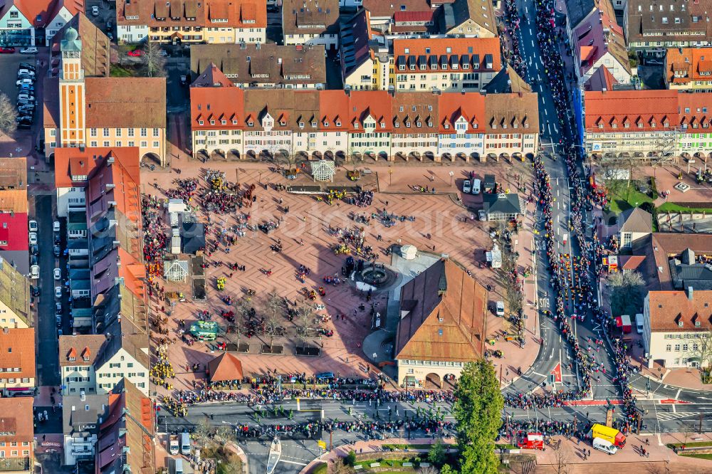 Freudenstadt from above - Old Town area and city center in Freudenstadt at Schwarzwald in the state Baden-Wuerttemberg, Germany