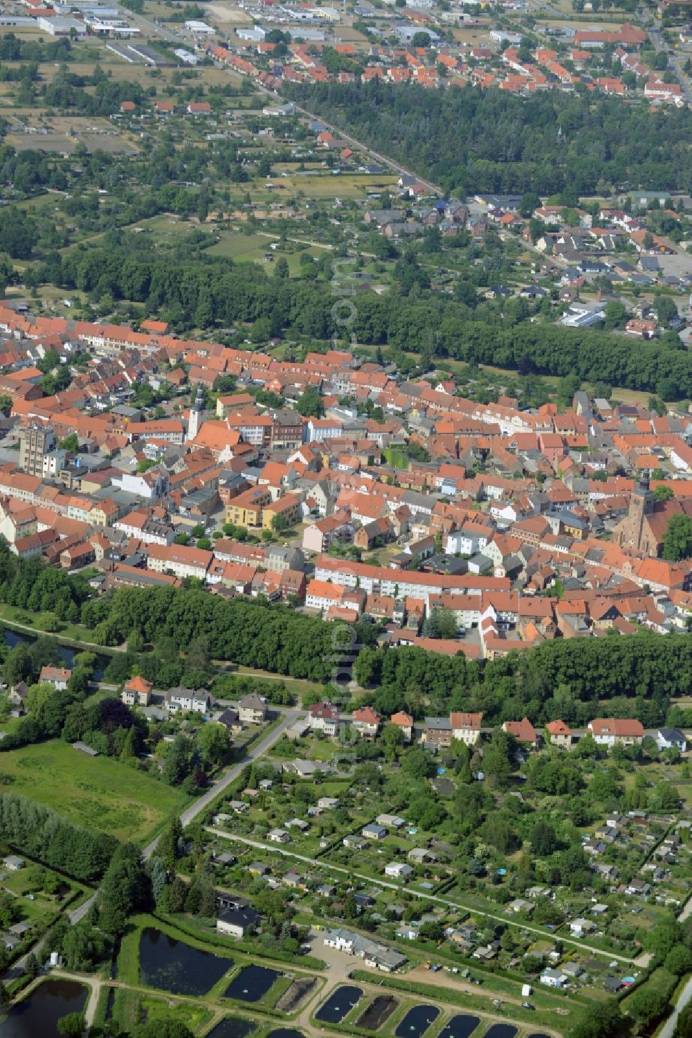 Aerial image Gardelegen - Old Town area and city center in Gardelegen in the state Saxony-Anhalt