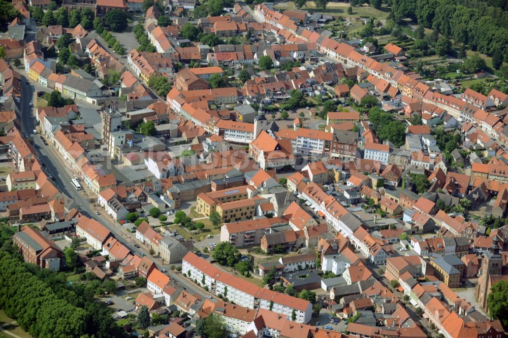 Gardelegen from the bird's eye view: Old Town area and city center in Gardelegen in the state Saxony-Anhalt