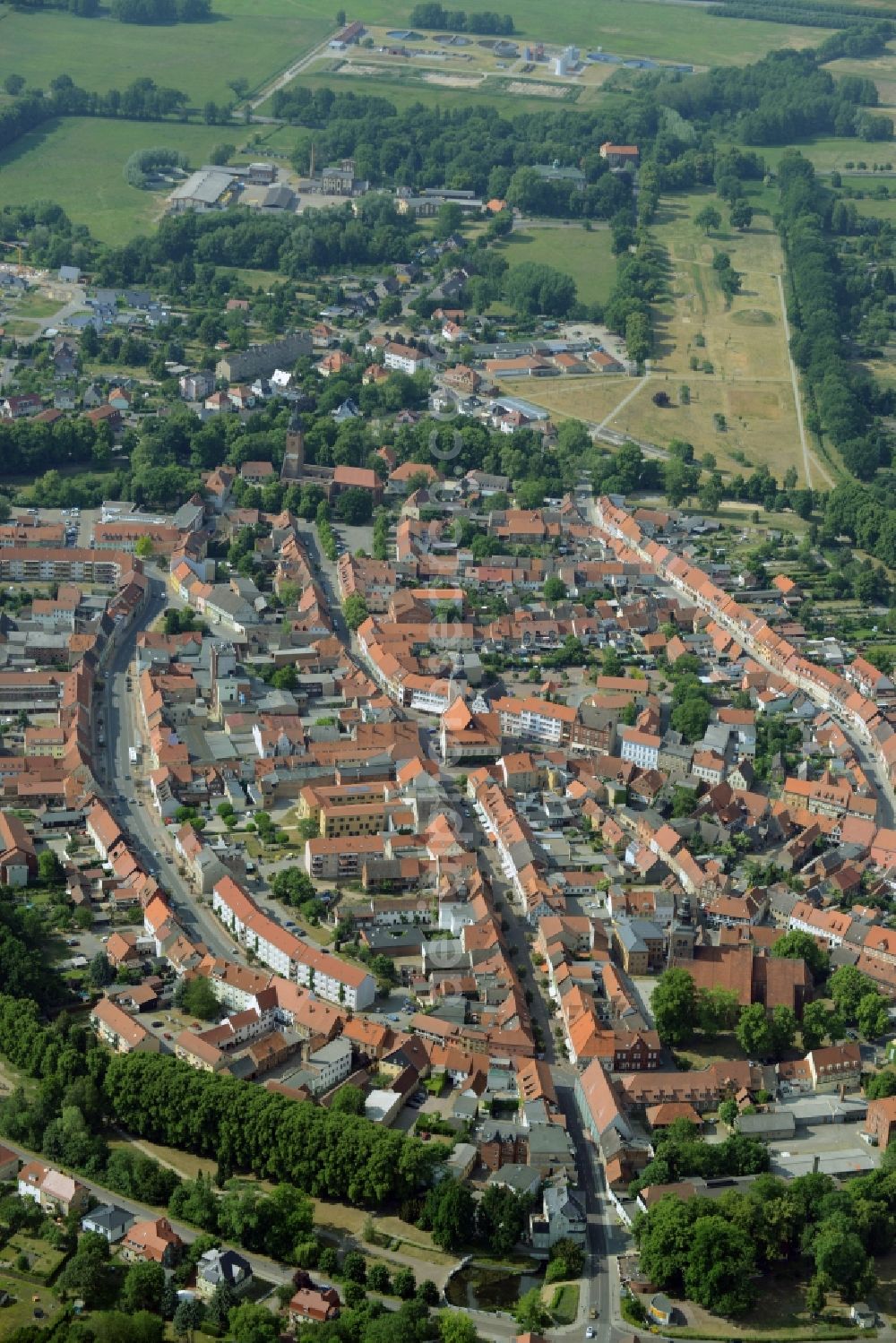 Aerial image Gardelegen - Old Town area and city center in Gardelegen in the state Saxony-Anhalt