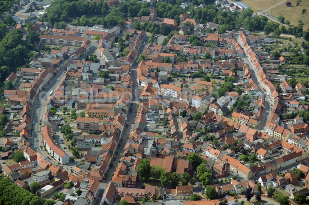 Gardelegen from the bird's eye view: Old Town area and city center in Gardelegen in the state Saxony-Anhalt