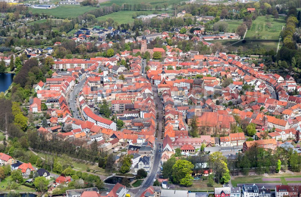 Aerial image Hansestadt Gardelegen - Old Town area and city center in Gardelegen in the state Saxony-Anhalt, Germany