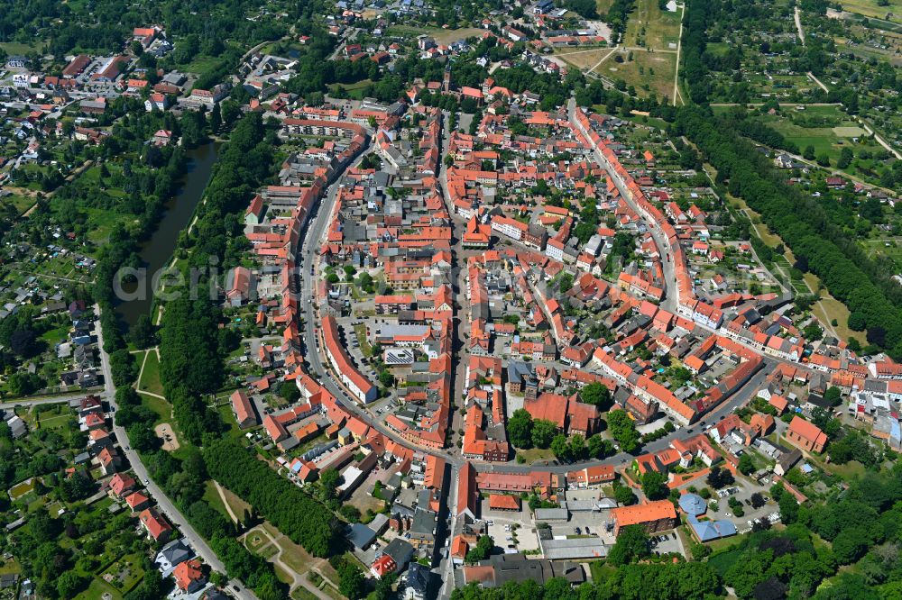 Aerial image Hansestadt Gardelegen - Old Town area and city center in Gardelegen in the state Saxony-Anhalt, Germany