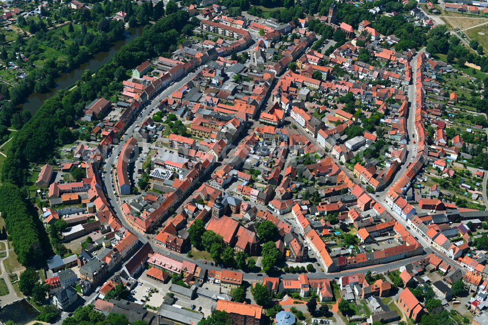 Hansestadt Gardelegen from the bird's eye view: Old Town area and city center in Gardelegen in the state Saxony-Anhalt, Germany