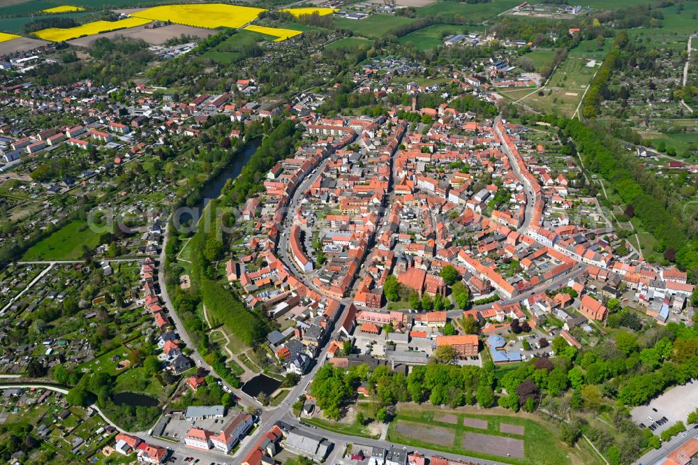 Aerial photograph Hansestadt Gardelegen - Old Town area and city center in Gardelegen in the state Saxony-Anhalt, Germany