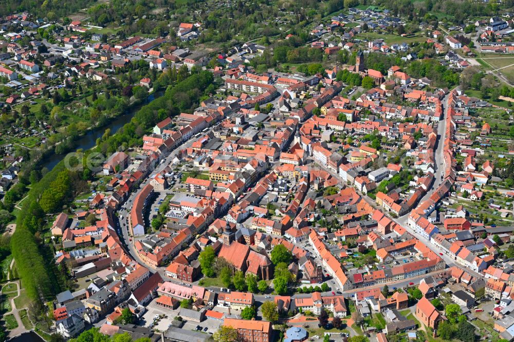 Hansestadt Gardelegen from above - Old Town area and city center in Gardelegen in the state Saxony-Anhalt, Germany