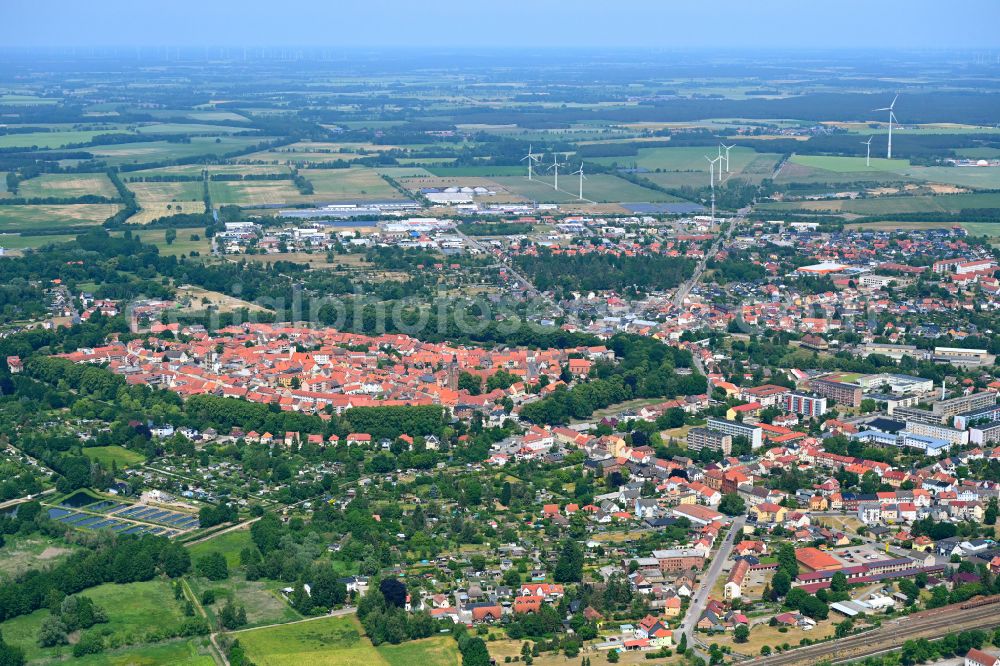 Aerial image Hansestadt Gardelegen - Old Town area and city center in Gardelegen in the state Saxony-Anhalt, Germany