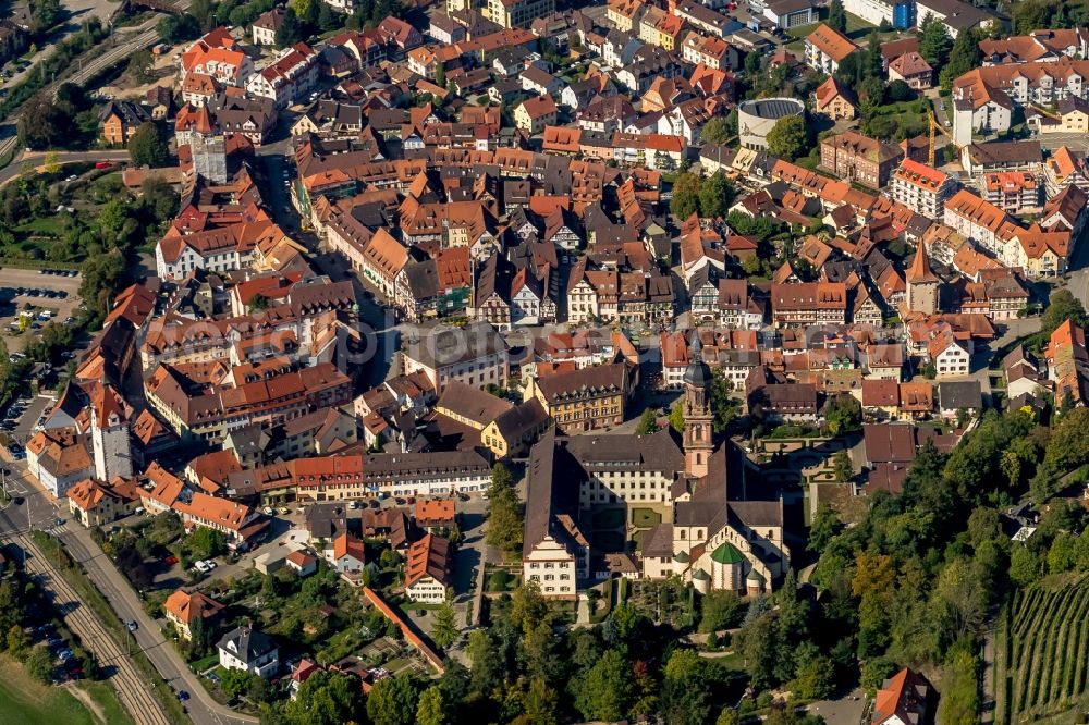 Aerial image Gengenbach - Old Town area and city center in Gengenbach in the state Baden-Wuerttemberg