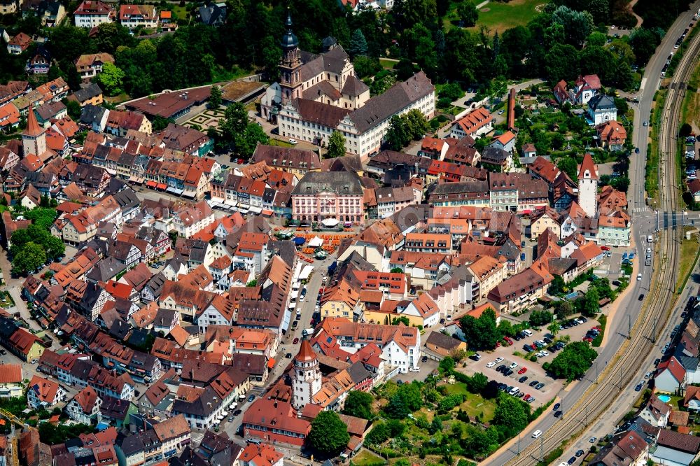 Aerial image Gengenbach - Old Town area and city center in Gengenbach in the state Baden-Wurttemberg, Germany