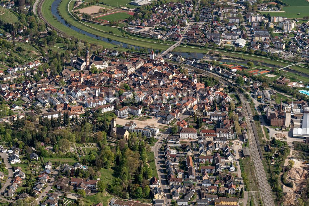 Gengenbach from above - Old Town area and city center in Gengenbach in the state Baden-Wuerttemberg, Germany