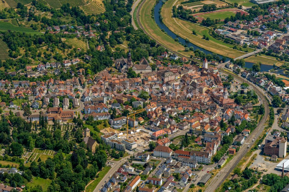 Gengenbach from above - Old Town area and city center in Gengenbach in the state Baden-Wuerttemberg, Germany