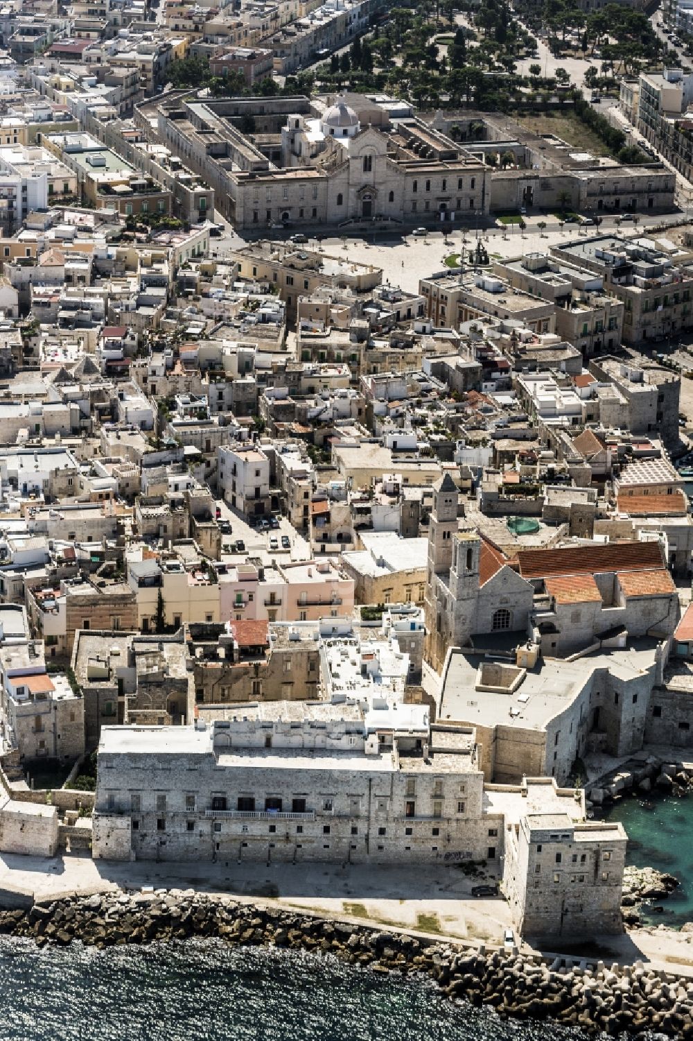 Giovinazzo from the bird's eye view: Old Town area and city center in Giovinazzo in Italy