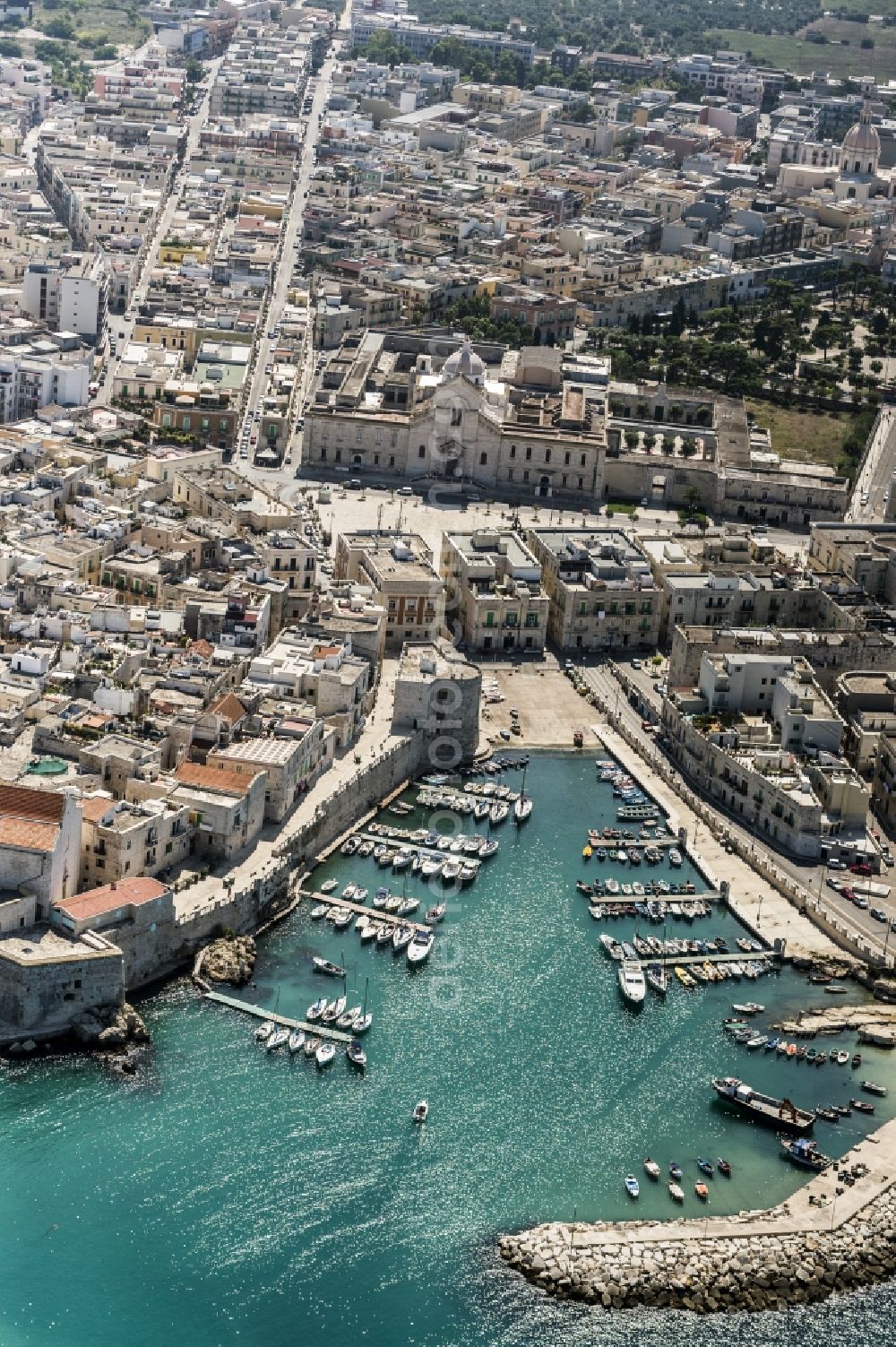 Aerial image Giovinazzo - Old Town area and city center in Giovinazzo in Italy