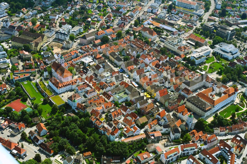 Günzburg from above - Old Town area and city center in Guenzburg in the state Bavaria, Germany