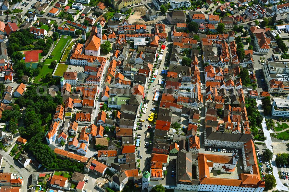 Günzburg from the bird's eye view: Old Town area and city center in Guenzburg in the state Bavaria, Germany