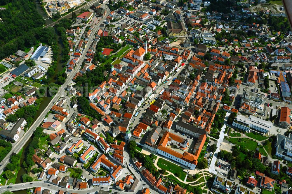 Aerial image Günzburg - Old Town area and city center in Guenzburg in the state Bavaria, Germany