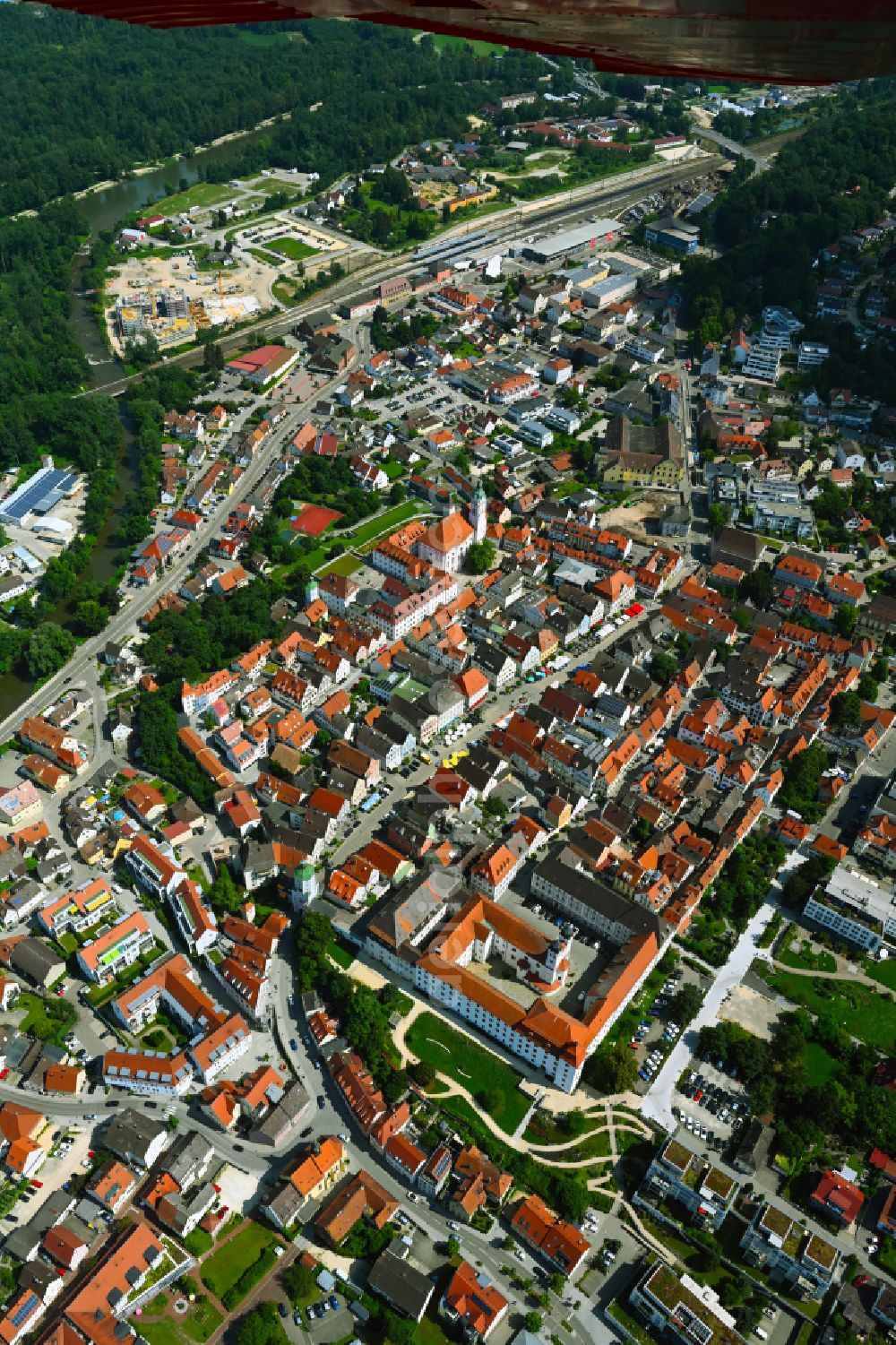 Aerial photograph Günzburg - Old Town area and city center in Guenzburg in the state Bavaria, Germany