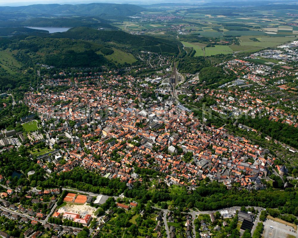 Aerial photograph Goslar - Old Town area and city center in Goslar in the state Lower Saxony, Germany