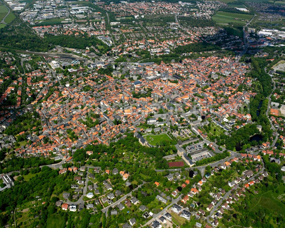 Goslar from above - Old Town area and city center in Goslar in the state Lower Saxony, Germany