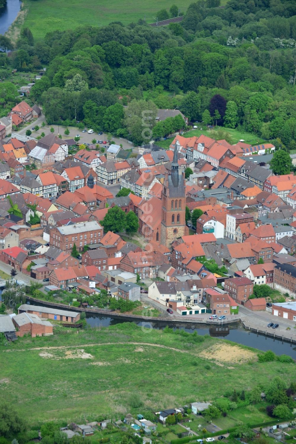 Grabow from the bird's eye view: Old Town area and city center in Grabow in the state Mecklenburg - Western Pomerania