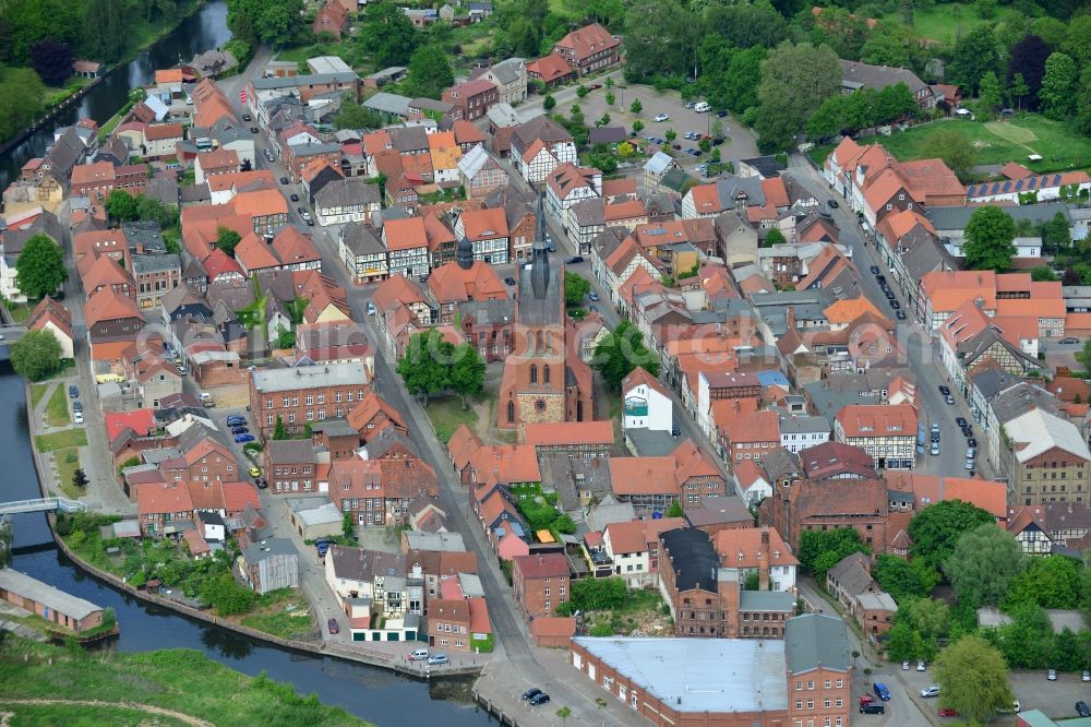 Aerial image Grabow - Old Town area and city center in Grabow in the state Mecklenburg - Western Pomerania