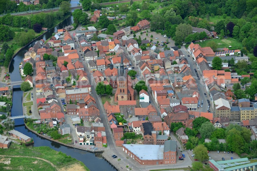 Aerial photograph Grabow - Old Town area and city center in Grabow in the state Mecklenburg - Western Pomerania