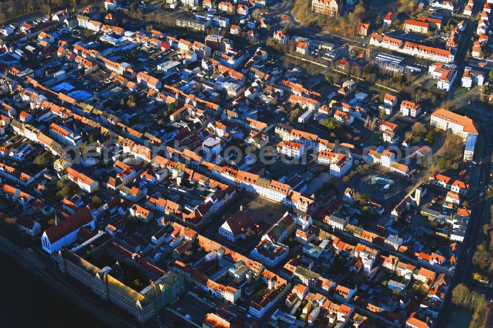 Aerial photograph Grimma - Old Town area and city center in Grimma in the state Saxony, Germany