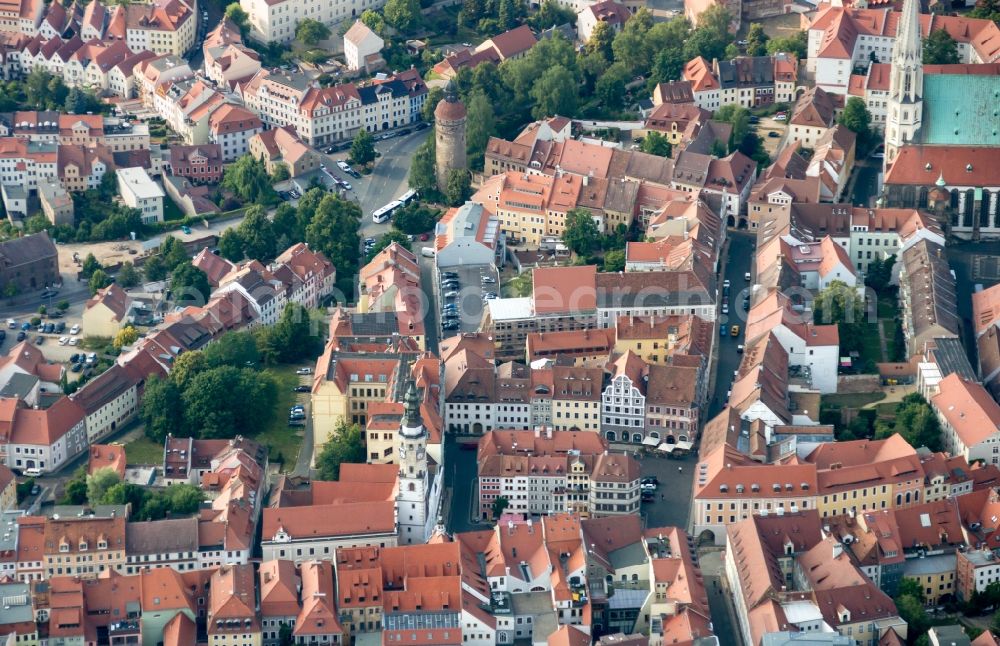 Aerial photograph Görlitz - Old Town area and city center in Goerlitz in the state Saxony, Germany