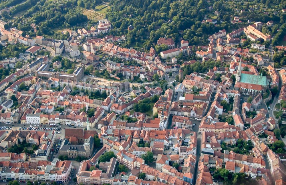 Görlitz from above - Old Town area and city center in Goerlitz in the state Saxony, Germany
