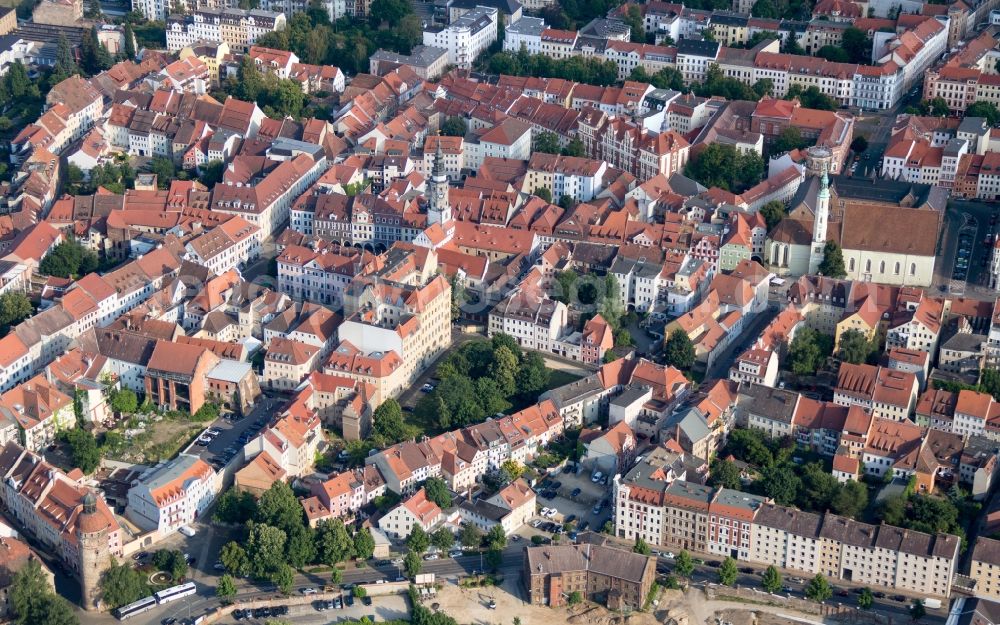 Görlitz from the bird's eye view: Old Town area and city center in Goerlitz in the state Saxony, Germany