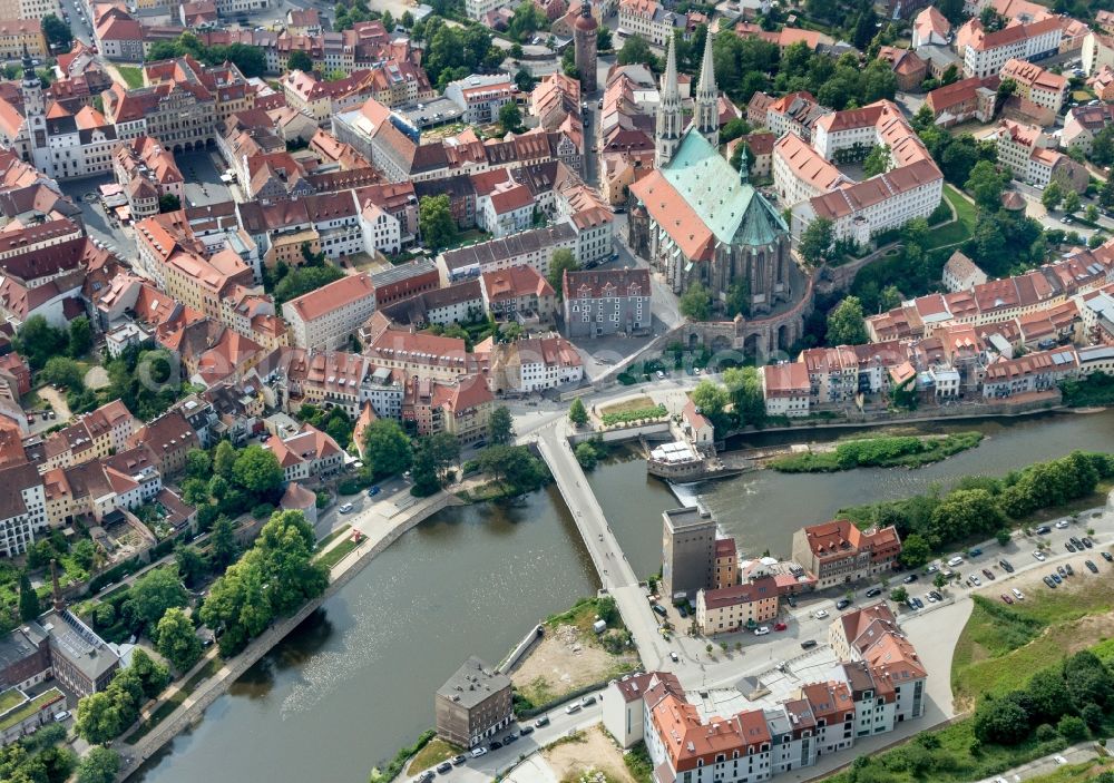 Görlitz from the bird's eye view: Old Town area and city center in Goerlitz in the state Saxony, Germany