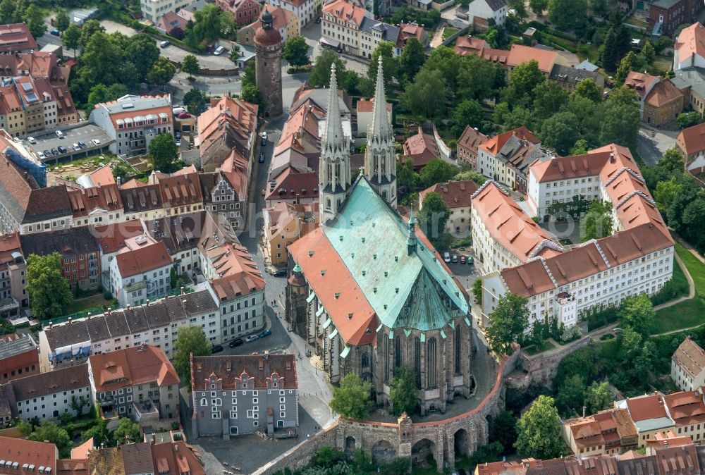 Aerial image Görlitz - Old Town area and city center in Goerlitz in the state Saxony, Germany