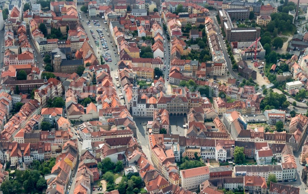 Aerial photograph Görlitz - Old Town area and city center in Goerlitz in the state Saxony, Germany