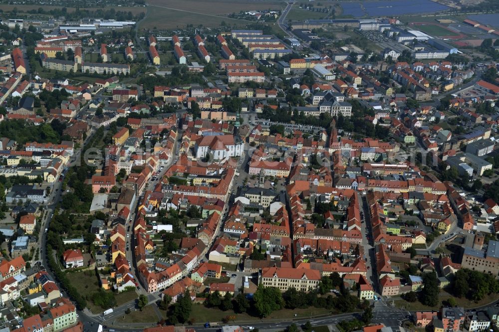 Aerial image Großenhain - Old Town area and city center in Grossenhain in the state Saxony