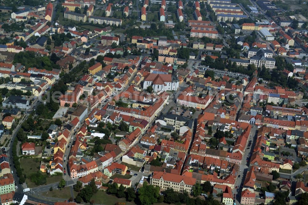 Aerial photograph Großenhain - Old Town area and city center in Grossenhain in the state Saxony