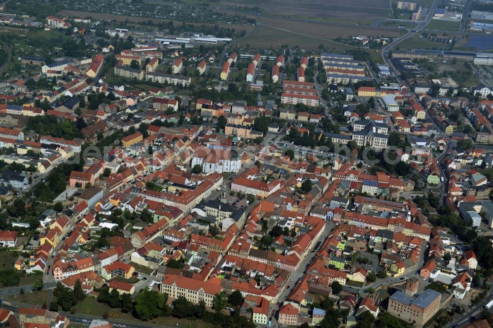 Aerial image Großenhain - Old Town area and city center in Grossenhain in the state Saxony