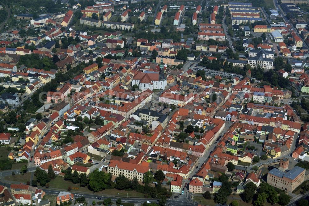 Aerial photograph Großenhain - Old Town area and city center in Grossenhain in the state Saxony