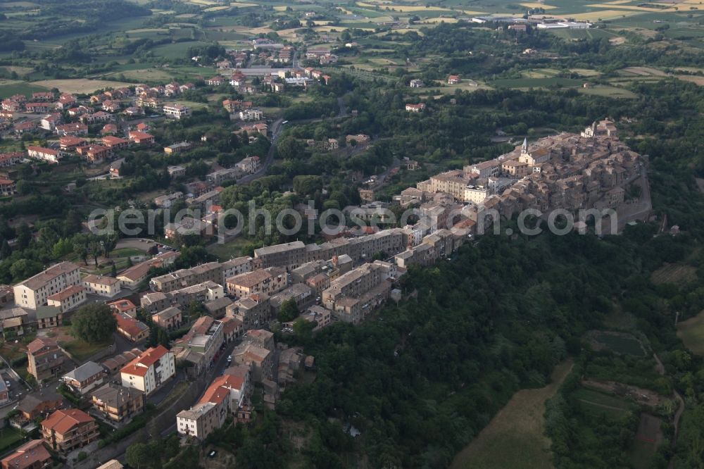 Grotte di Castro from above - The Old Town area and the city center of Grotte di Castro in Lazio in Italy is picturesquely situated on a ridge in the Monte Volsini