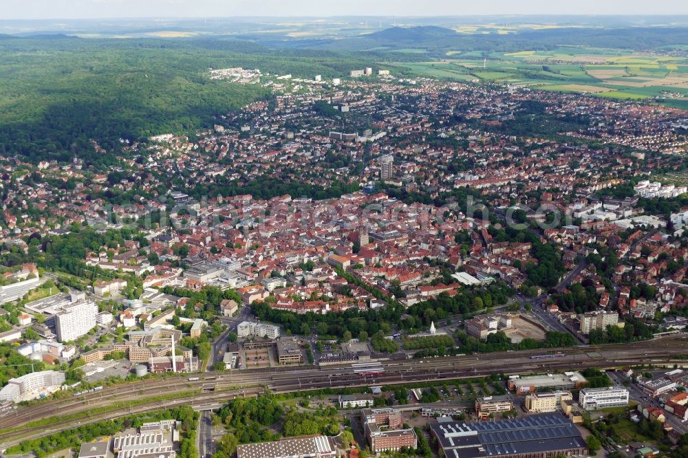 Göttingen from above - Old Town area and city center in Goettingen in the state Lower Saxony