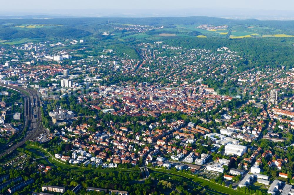 Aerial image Göttingen - Old Town area and city center in Goettingen in the state Lower Saxony, Germany