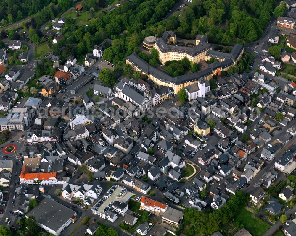 Aerial photograph Hachenburg - Old Town area and city center in Hachenburg in the state Rhineland-Palatinate