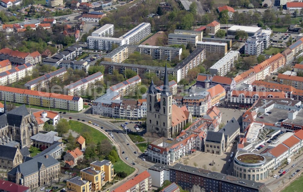 Halberstadt from above - Old Town area and city center in Halberstadt in the state Saxony-Anhalt