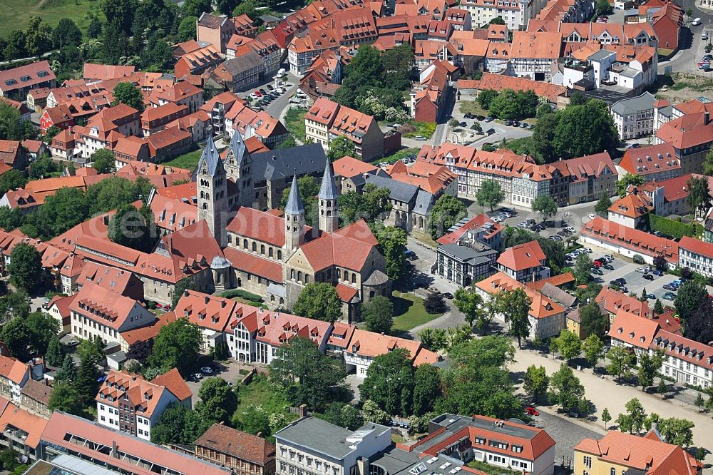 Halberstadt from above - Old Town area and city center in Halberstadt in the state Saxony-Anhalt