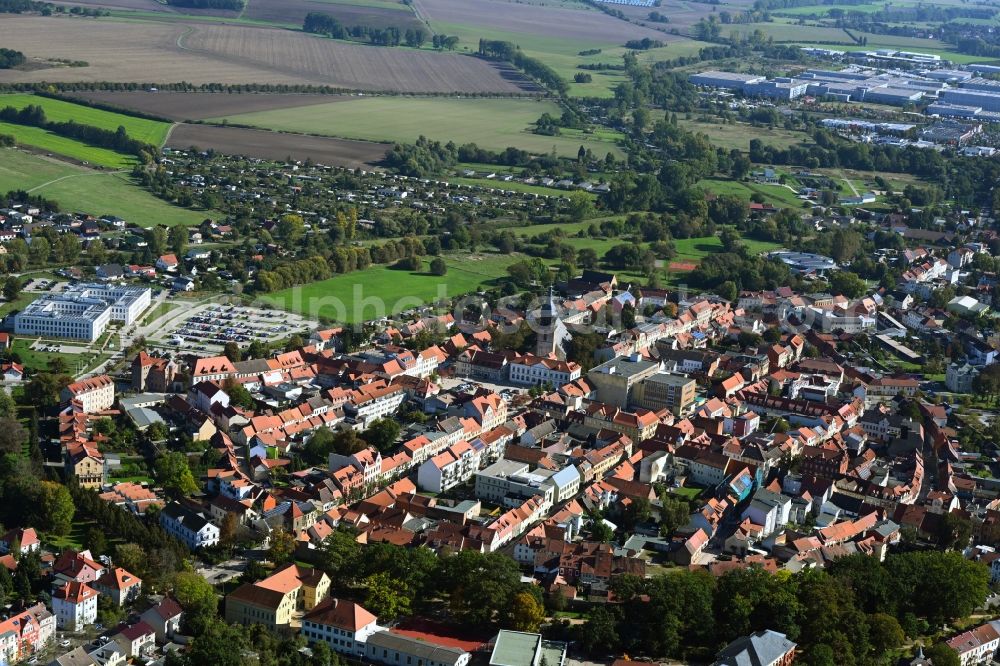 Haldensleben from the bird's eye view: Old Town area and city center in Haldensleben in the state Saxony-Anhalt, Germany