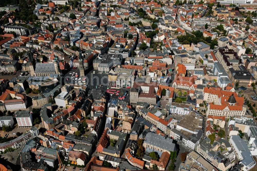 Aerial image Halle (Saale) - Old Town area and city center in the district Zentrum in Halle (Saale) in the state Saxony-Anhalt, Germany