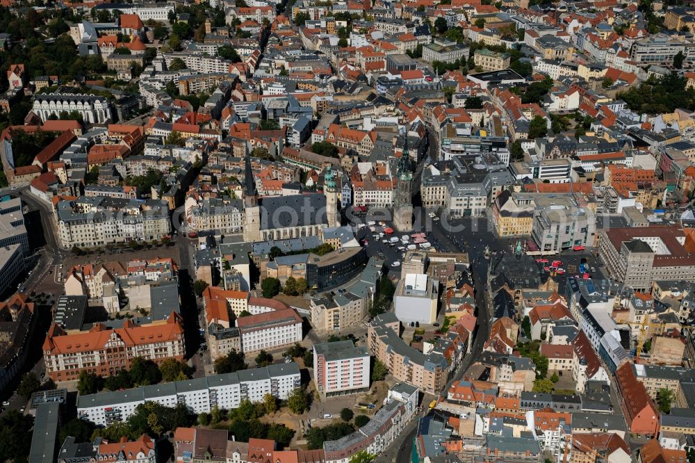 Aerial photograph Halle (Saale) - Old Town area and city center in the district Zentrum in Halle (Saale) in the state Saxony-Anhalt, Germany