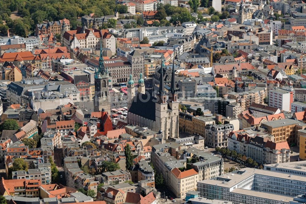 Halle (Saale) from above - Old Town area and city center in the district Zentrum in Halle (Saale) in the state Saxony-Anhalt, Germany