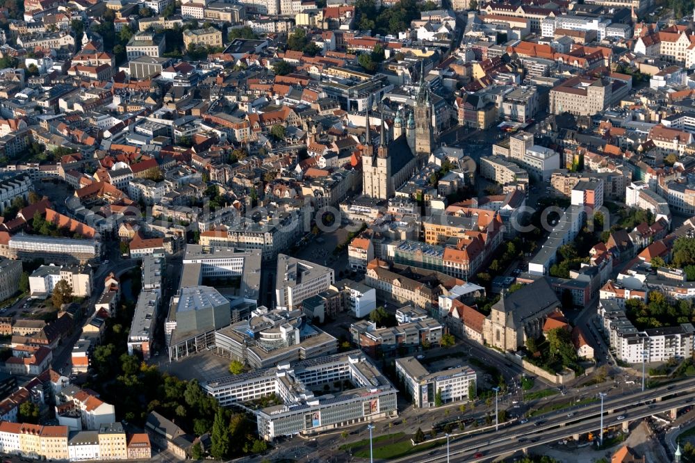 Aerial image Halle (Saale) - Old Town area and city center in Halle (Saale) in the state Saxony-Anhalt, Germany